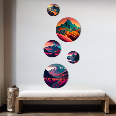 Ensemble de 5 décorations murales en métal
