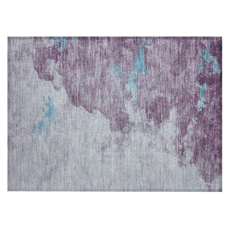 Machine Washable Indoor/Outdoor Xhevrie Lavender Rug, Rectangle 1'8" x 2'6"