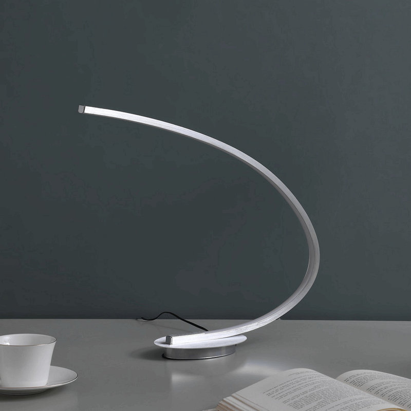 Lampe de table à tube en arc en nickel brossé 16 pouces Eli