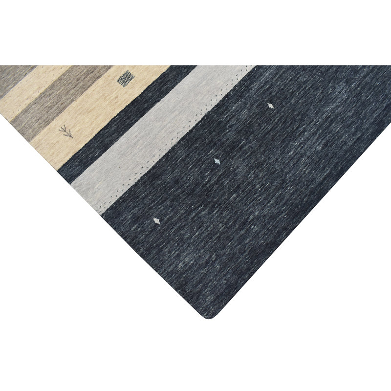 Wool Striped Area Rug, Rectangle 6' x 9"