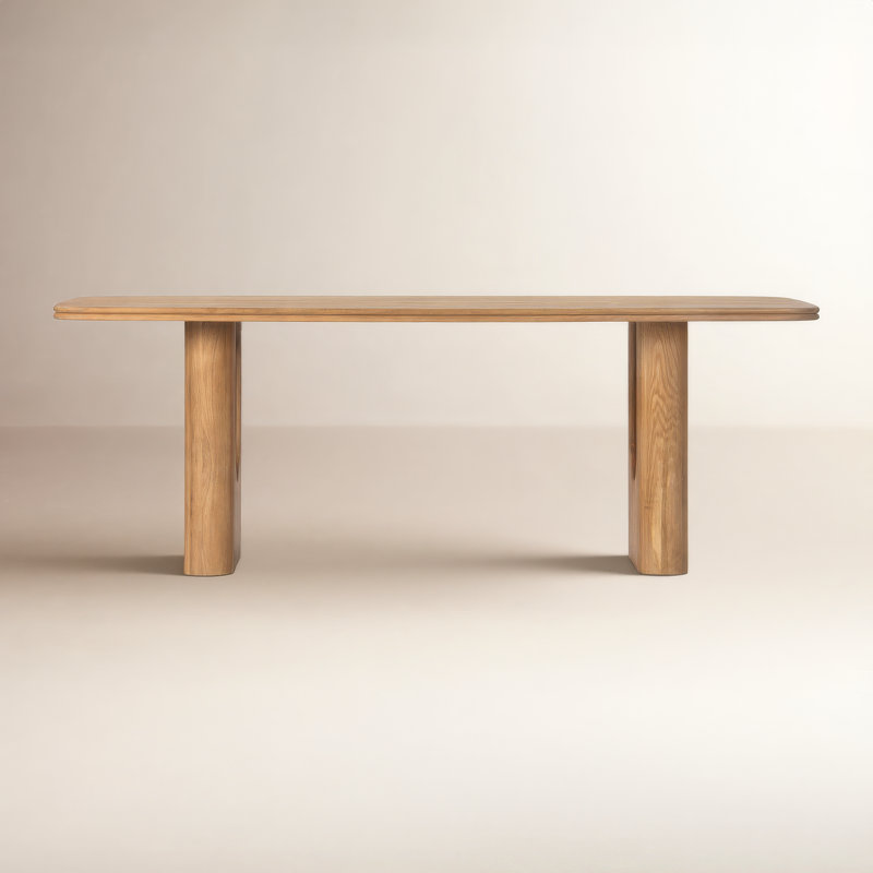 Campbell Layered 86" Dining Table, Natural Oak
