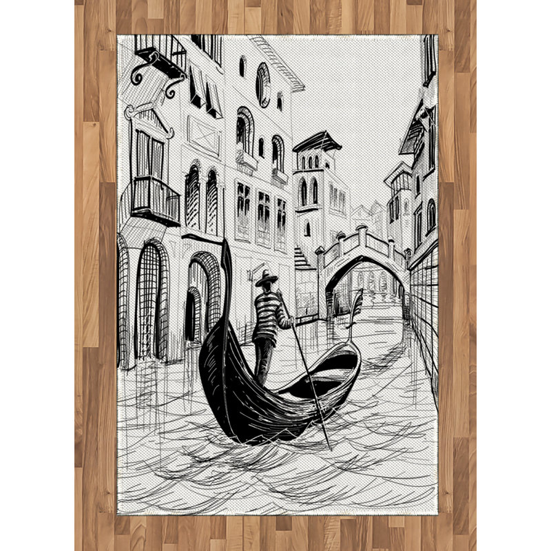 Tapis zone noire esquissée, Rectangle— 4 pi x 5 pi 8 po