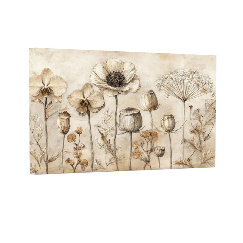 Plantes et fleurs, reproduction d'art floral rétro, H 20 po x l 30 po