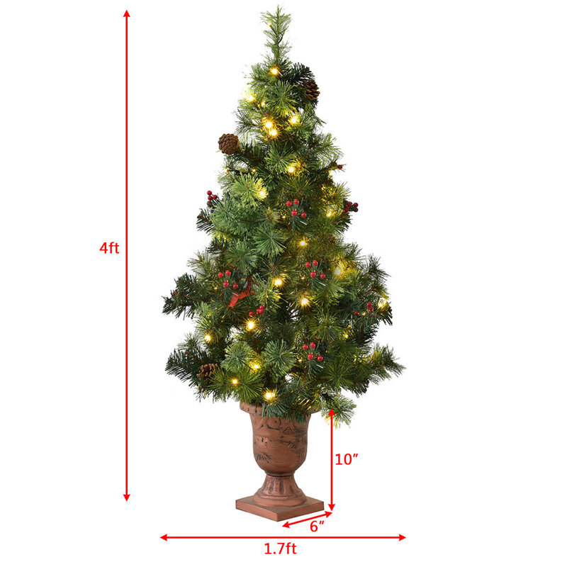 Arbre de Noël vert pin cachemire avec lumières DEL, H 4 pi