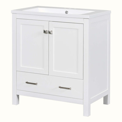 Dethard 30'' Single Bathroom Vanity with Solid + Manufactured Wood Top