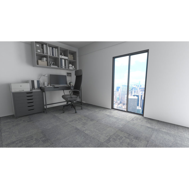 Installation de tuiles pour tapis de qualité commerciale 19,5 po x 19,5 po Executive, Gris