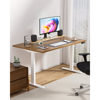 Structure de bureau électrique à deux moteurs avec contrôleur de mémoire, pieds de bureau debout jusqu'à 49,3 po, pieds de bureau en C excentrés réglables pour la maison et le bureau, cadre argenté seulement