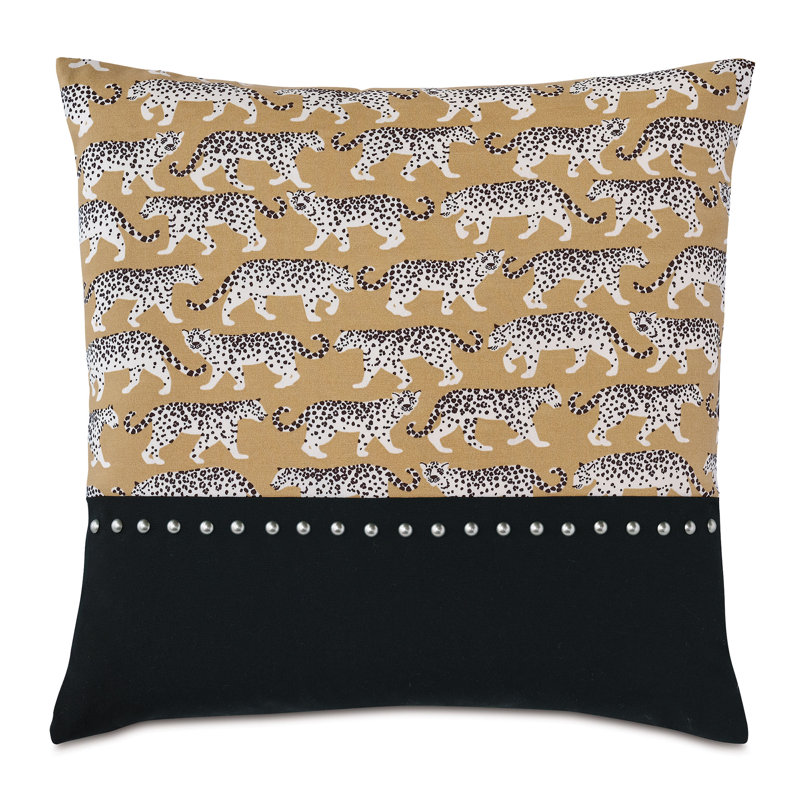 Prowling Appliqued Outdoor Reversible Throw Pillow