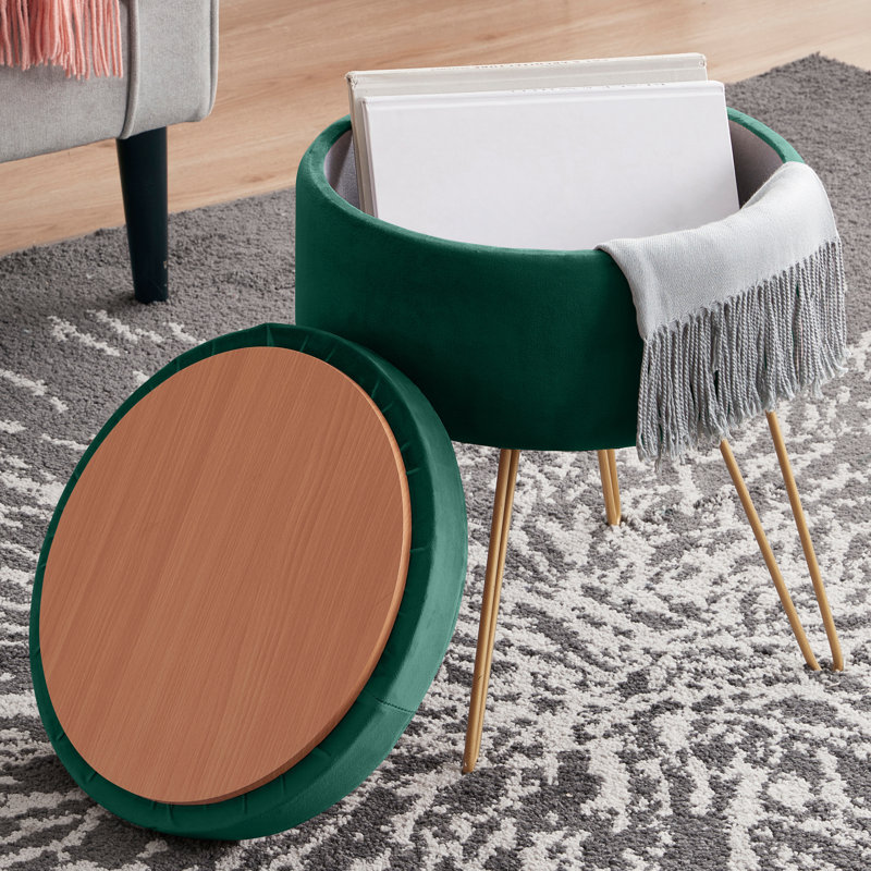 Wolfeboro Velvet Ottoman, Emerald Green