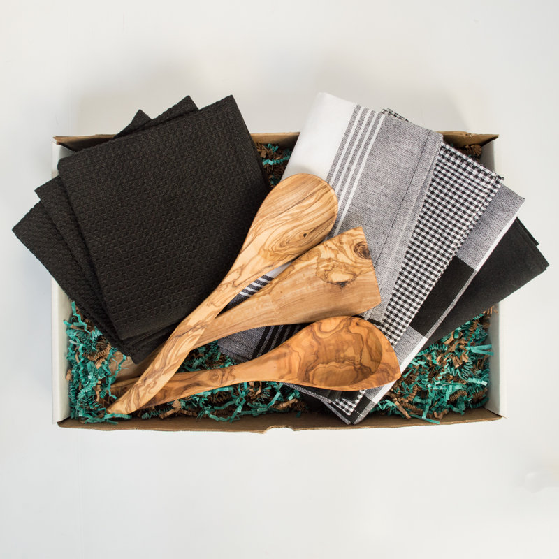 Kitchen Towel Linen Set, Black/White