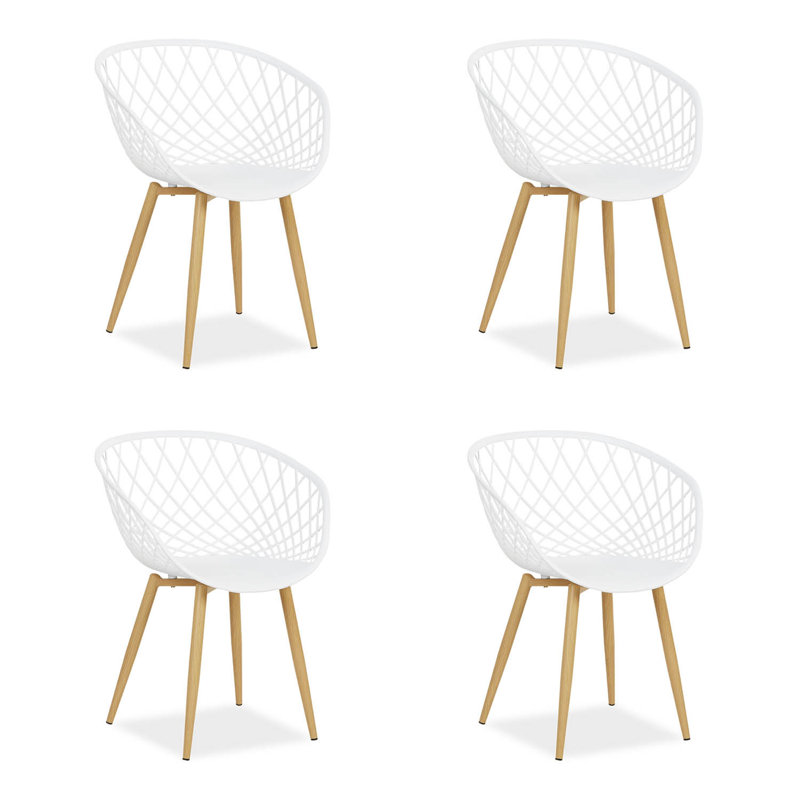 Skylar Garden Chair with Armrests Set of 4 Plastic Balcony Chairs Kitchen Chairs Outdoor Chair Patio Chairs