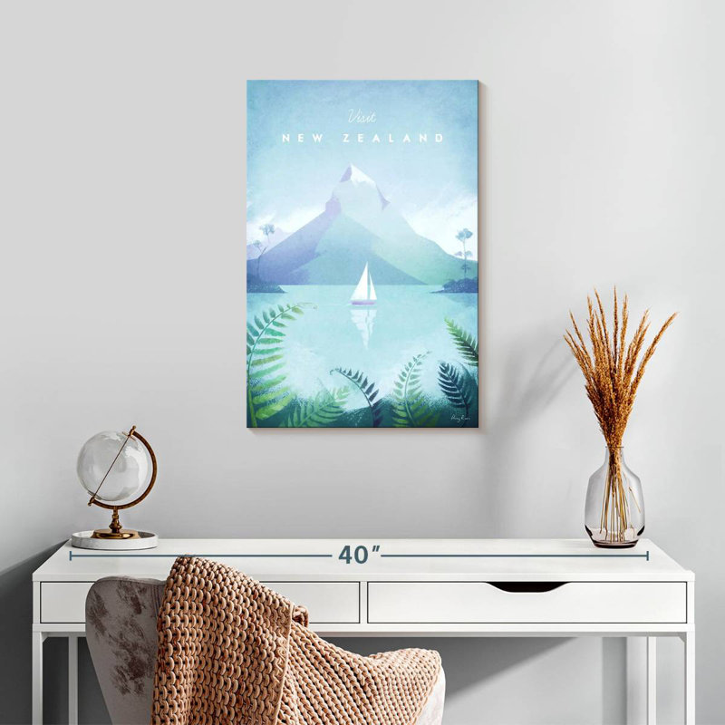 Affiche de voyage rétro Aime, Nouvelle-Zélande, H 24 po x l 16 po