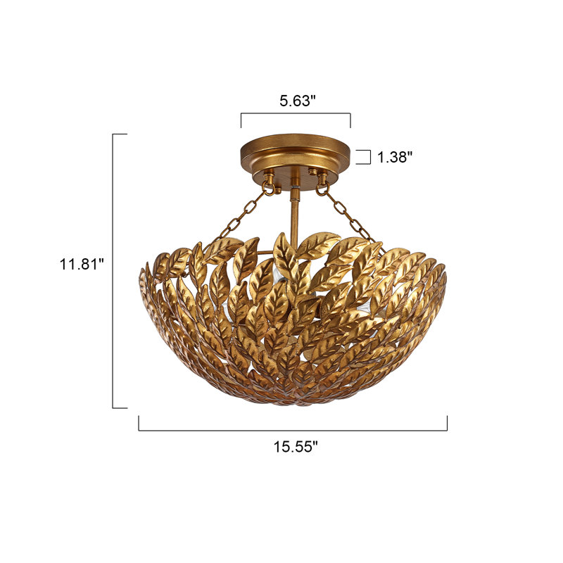 3 - Light Vintage Gold Bowl Semi Flush Mount