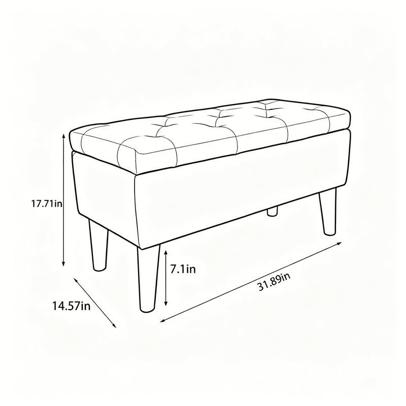 Banc avec repose-pieds 32 po avec plateau intégré, repose-pieds rembourré et banc de bout, gris