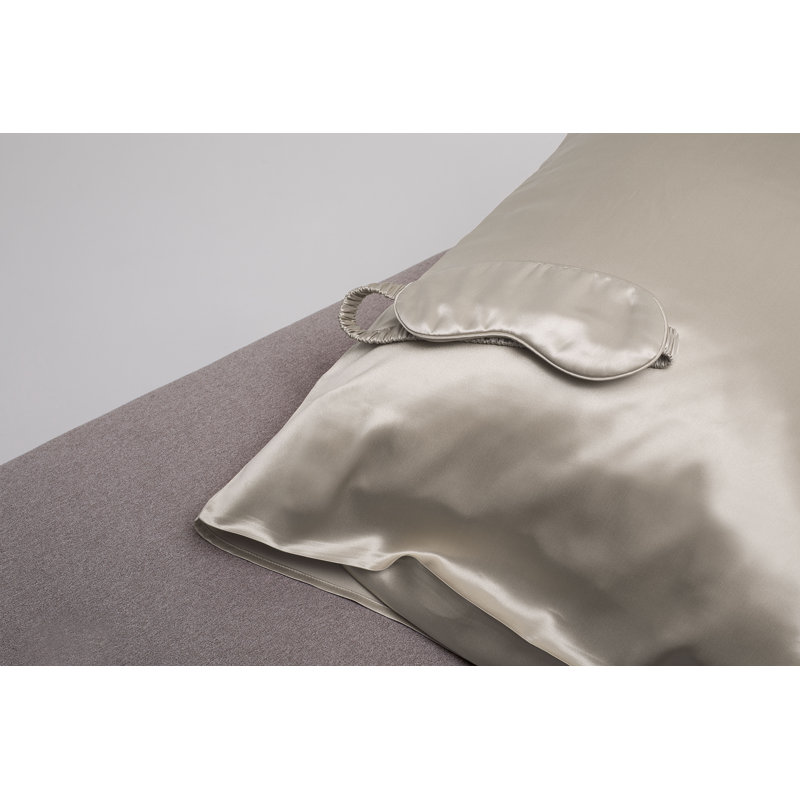 Ensemble 6 pièces de taies d'oreiller et accessoires de literie en satin de soie soyeux, Crème