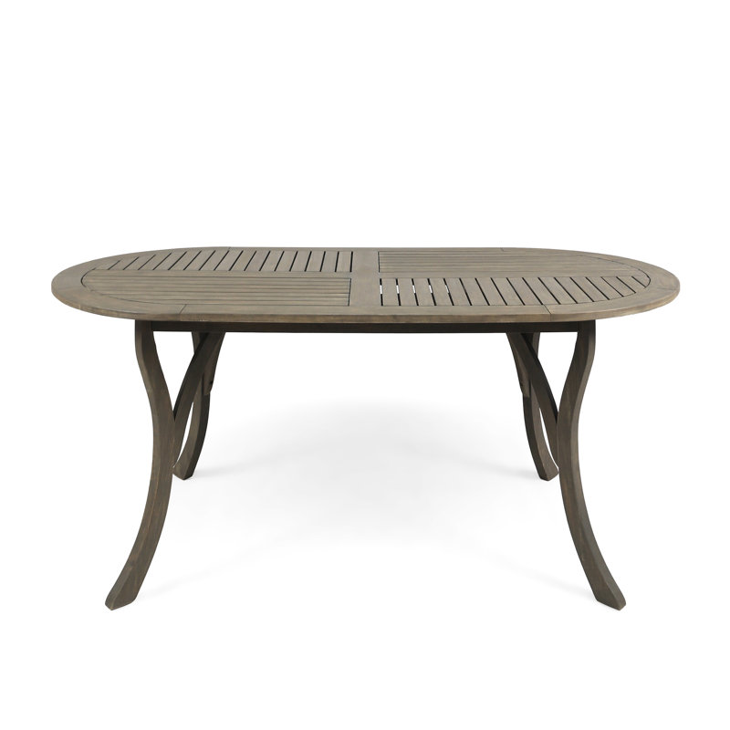 Wood Dining Table 70" - Modern Gray Finish Patio Made From Outdoor