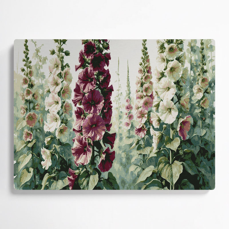 Art mural en métal Botanical Hollyhock, H 11 po x l 14 po