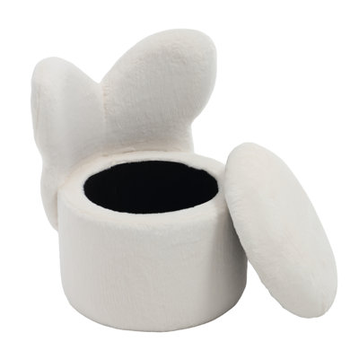 Adorable Butterfly Back Storage Stool - Kids' Round Ottoman With Lid For Girls' Playroom