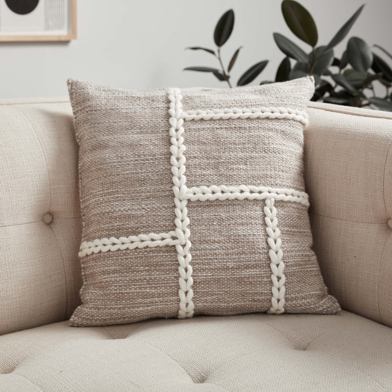 Cotton Blend Pillow Cover, Rust/Natural