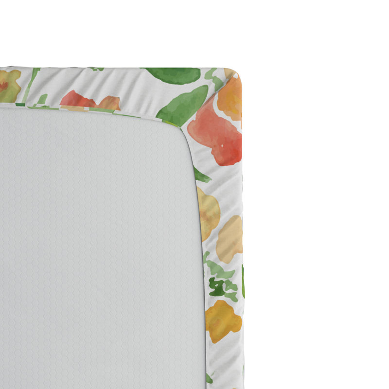 Microfiber Floral Fitted Sheet, Queen Fitted Sheet, Yellow/Green Floral