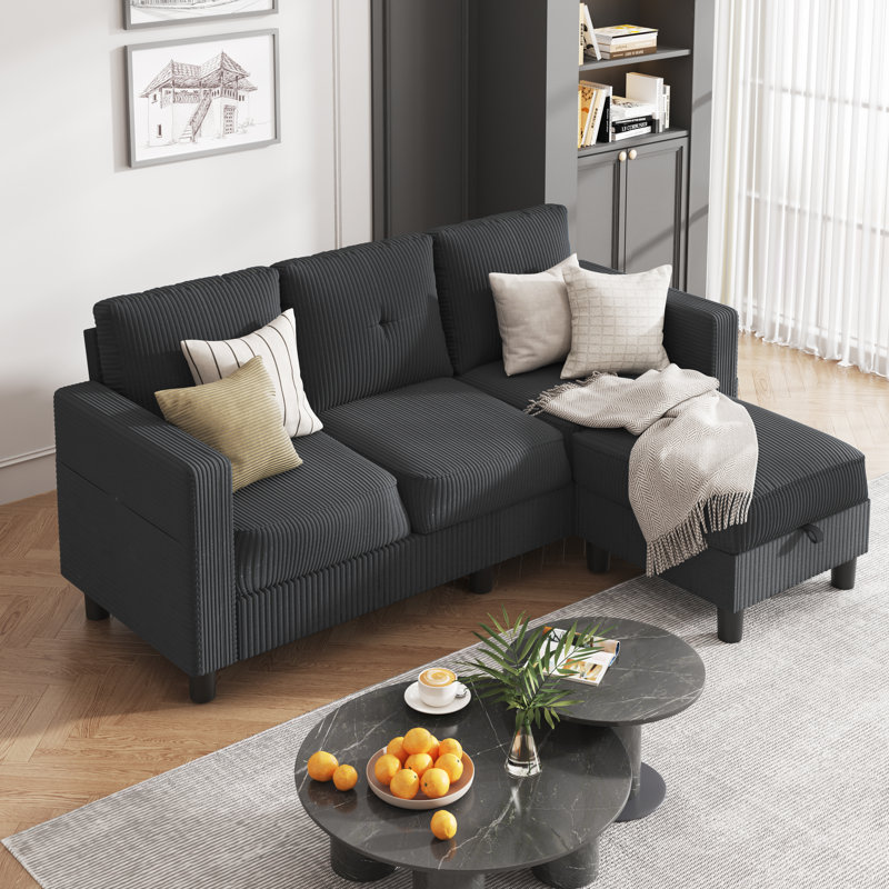 Canapé rembourré 76,4 po, Gris foncé