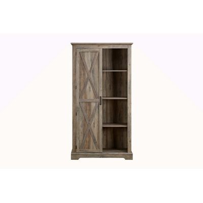 Tall Storage Cabinet Barn Door Storage Country Wood Rustic Farmhouse Pantry Cupboard Barn Door Kitchen Organizer Furniture Home Drawer Shelves L39.37