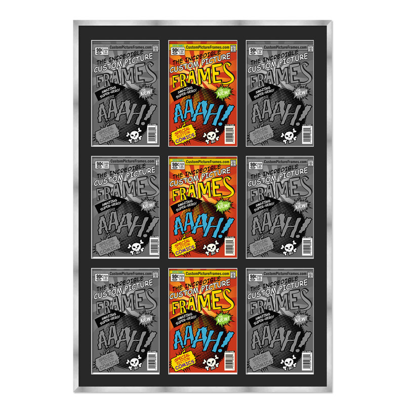 Wood Picture Frame with Mat, Silver/Black, 29" x 38.5", 7.125" x 10.5"