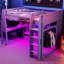 Lit mezzanine en bois avec bureau-876672428