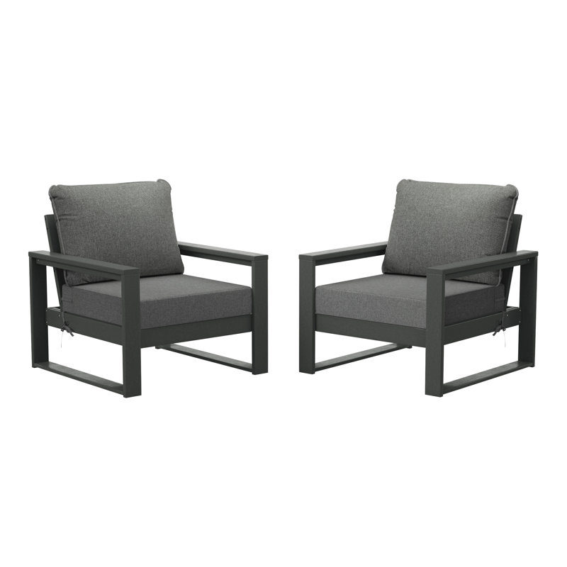 Patio Deep Seating Club Chair With Frame (Set Of 2), Gray, Gray