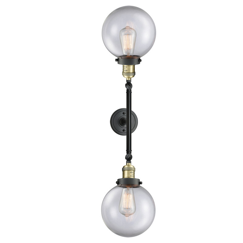 Clementina 2 - Light Dimmable Vanity Light, Black Antique Brass, Clear, 60 Watt Vintage Incandescent Bulb