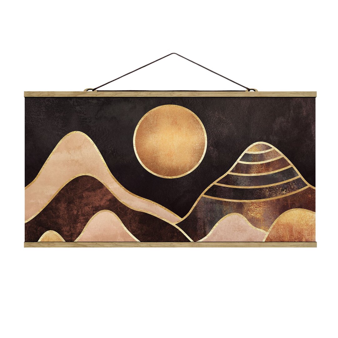 Grafikdruck Golden Sun Abstract Mountains von Elisabeth Fredriksson