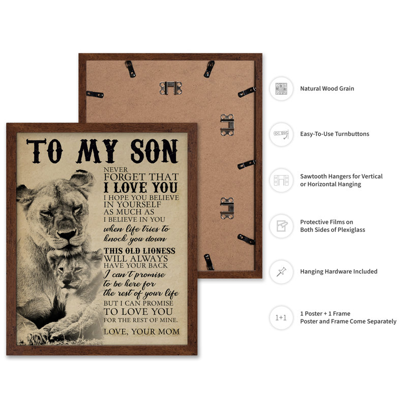 To My Son, Poster, 12"H x 16"W, Brown Framed