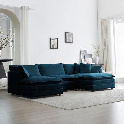 Canapé modulaire convertible avec repose-pieds polyvalent, idéal pour le confort et le style du salon.