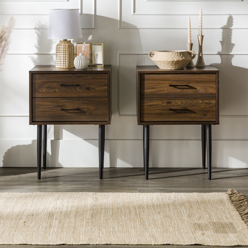 Ailisa Modern 2-Drawer Nighstands, Dark Walnut