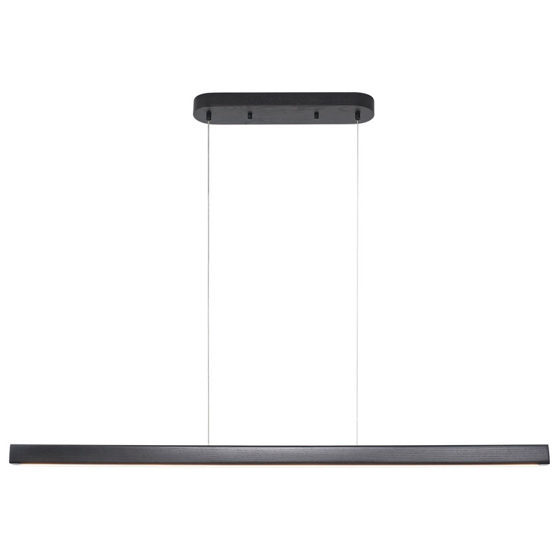 Luminaire suspendu linéaire à 1 lumière pour îlot de cuisine 47 po Rolde, Noir, noir, noir, noir