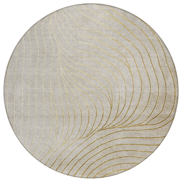 Machine Washable Indoor/Outdoor Xhevrie Beige Rug