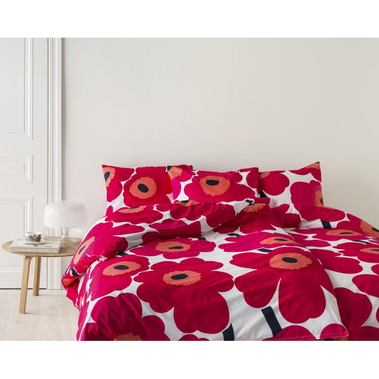 Marimekko Unikko Cotton Red Duvet Cover Set
