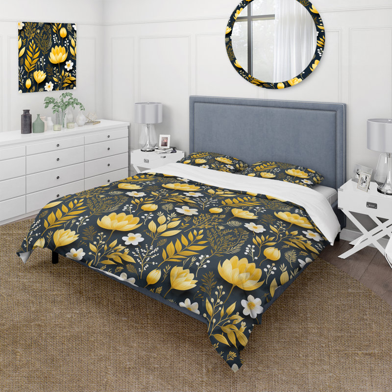 Ensemble de housse de couette Retro Floral Revival Botanical I - Botanical, Housse de couette simple + 1 taie décorative stan