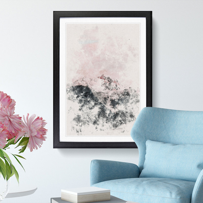 The Pink Mountain - Single Picture Frame Print on MDF, 33cm H x 24cm W x 2cm D, Black Framed