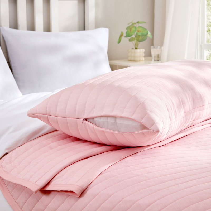 Cooling Touch Jersey Knit Body Pillow with Removable Cover 20" x 54" for Hot Summer, Pink