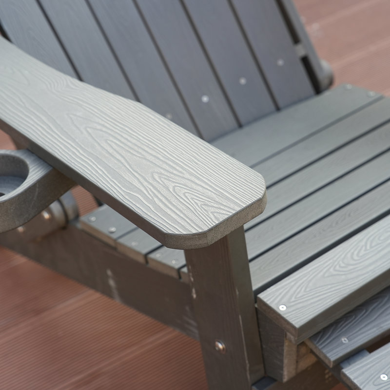 Wister Foldable Outdoor Adirondack Chair With Ottoman, Gray
