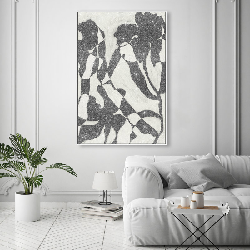 Floral Contrast Print by Oliver Gal, 16"H x 11"W, White Floater Frame