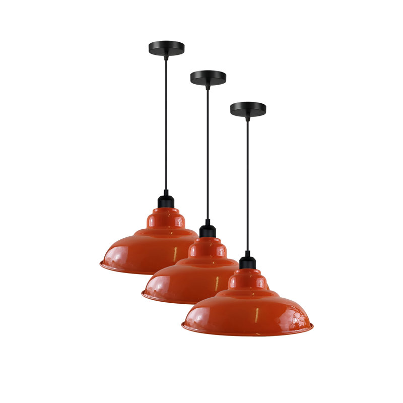 Kampmann 1 - Light Matte Black Dome Pendant, Orange