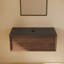 Meuble-lavabo mural de 91 cm (sans lavabo), en bois massif au fini noyer avec comptoir en pierre noire mat-135712562