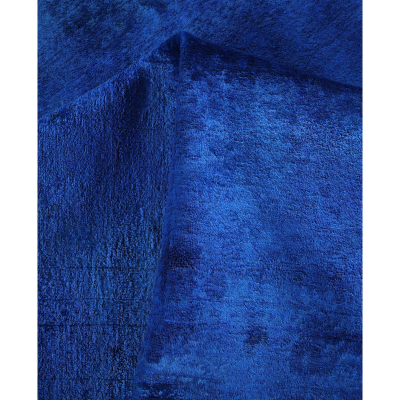 Overdyed Hand-Knotted Wool Modern-Contemporary Blue Area Rug 12' 3" x 15' 6"