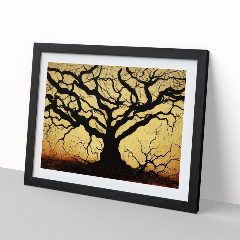 Handsome Oak Tree - Single Picture Frame Painting, Black, 25cm H x 34cm W x 2cm D