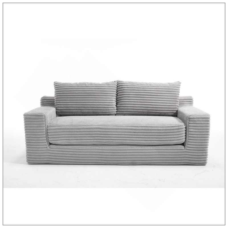 Canapé avec causeuse avec mousse à mémoire de forme et structure en acier - sans assemblage, conception convertible 2-en-1, tissu en velours côtelé - canapé compact pour les petits espaces, les appartements, le bureau à domicile et la chambre à coucher
