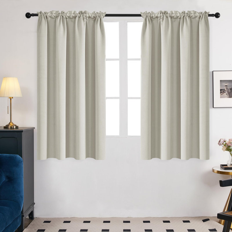 Room Darkening Rod Pocket Thermal Insulated Blackout Curtains (Set of 4), 42" W x 45" L, Light Purple
