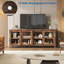Meuble télé 65 po avec 4 portes coulissantes en verre, armoire de rangement, console multimédia en bois rétro, brun