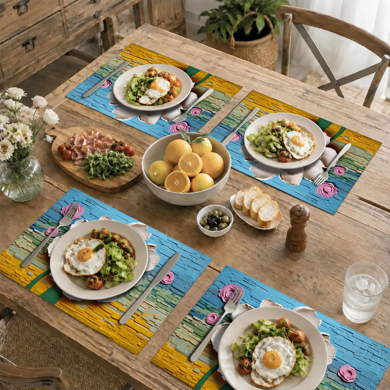 4-Piece Polyester Rectangle Dining Table Placemat